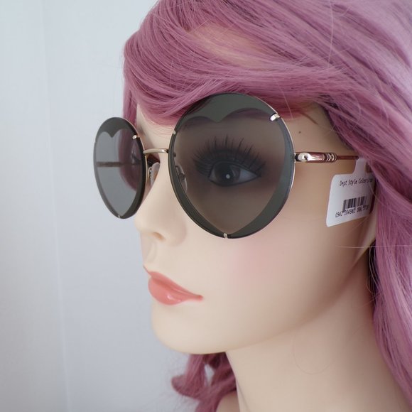 Carolina Herrera Heart Cut Out Shades, Round Rimless Stainless Steel Unique Y2K main image 5